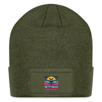 Retro Mothman Cryptid Design - Patch Beanie - olive - Front