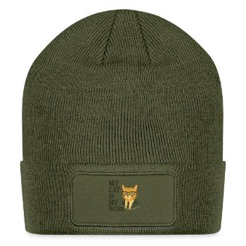 Cat Boss in a Suit - Patch Beanie - olive - Front
