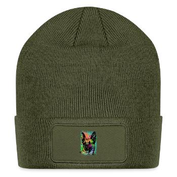 Vibrant German Shepherd Portrait - Patch Beanie - olive - Front