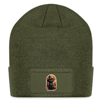 Enchanted Halloween Black Cat Design - Patch Beanie - olive - Front