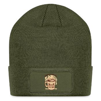 German Shepherd Dad Fueled by Coffee - Patch Beanie - olive - Front