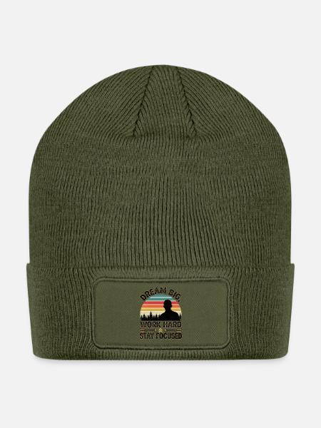 Dream Big Work Hard Stay Focused - Patch Beanie - olive
