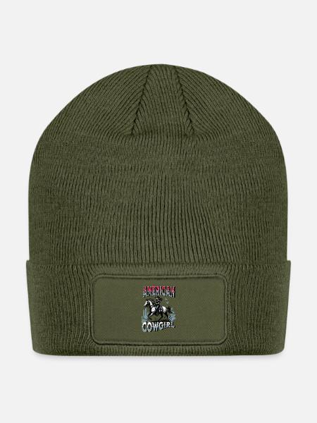 American Cowgirl - Patch Beanie - olive