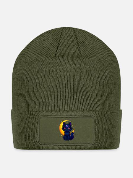 Moonlit Mooncat - Patch Beanie - olive