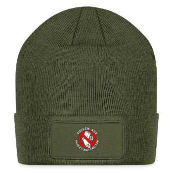 No Socks Allowed Sign Feet - Patch Beanie - olive - Front