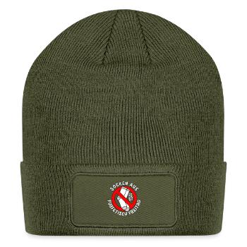No Socks Allowed Sign Feet - Patch Beanie - olive - Front