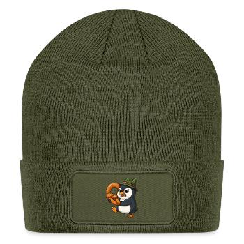 Funny penguin pretzel Bavaria costume cartoon - Patch Beanie - olive - Front