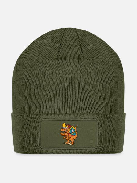 Happy School Dinosaur Adventurer Backpack - Patch Beanie - olive