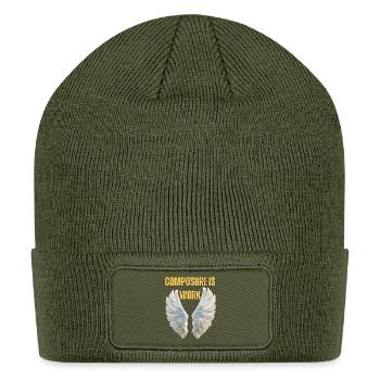Composure Is Work – Emotional Discipline Message - Patch Beanie - olive - Front