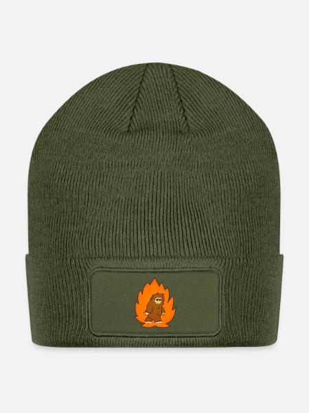 Flame Sasquatch Bold Print - Patch Beanie - olive