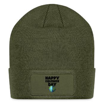 Split Globe Earth Half Design - Patch Beanie - olive - Front