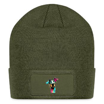 Neon Hound Splash Portrait - Patch Beanie - olive - Front