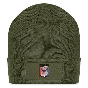 Glitch Bust in Color Stripes - Patch Beanie - olive - Front