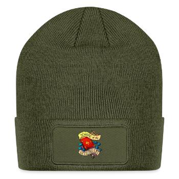 Beware of the Smiling DM Dice Art - Patch Beanie - olive - Front