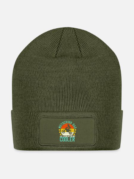 Moto Dad Cooler Retro Sunset - Patch Beanie - olive