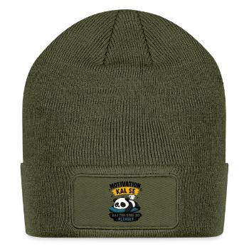 “Motivation Kal Se, Aaj Toh Sone Do” Funny Panda T - Patch Beanie - olive - Front