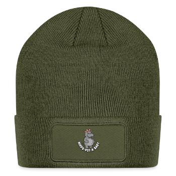 Expecting Mother Hippo-Pot-A-Baby Hippo Pregnancy - Patch Beanie - olive - Front