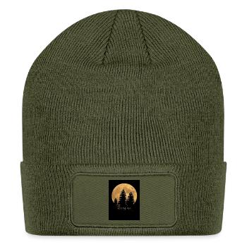 Moonlit Pines Silhouette - Patch Beanie - olive - Front