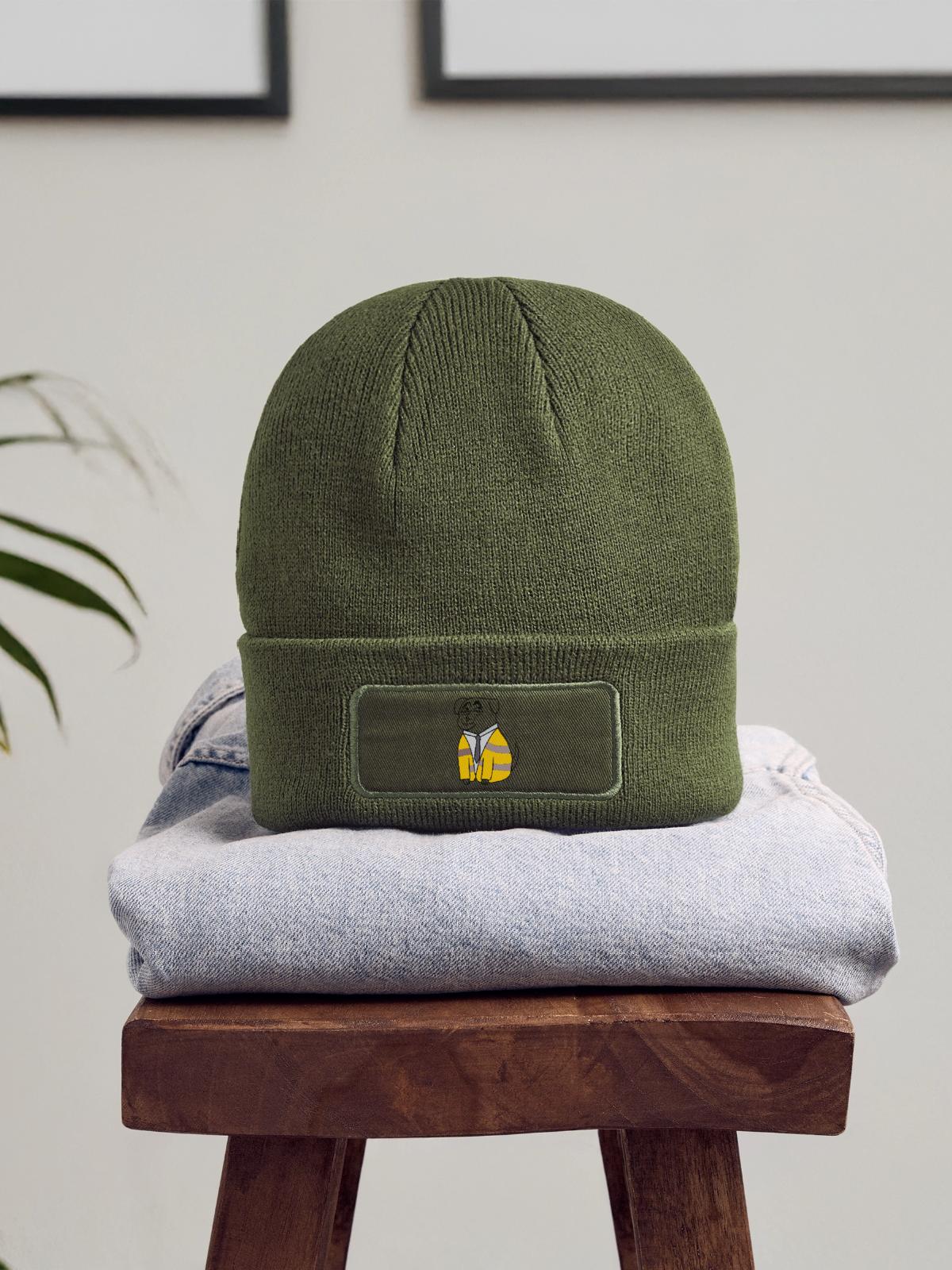 Business Bee in Suit - Patch Beanie - olive - Front