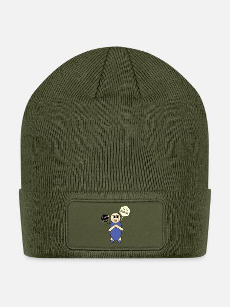 The Two-Faced Apology - Patch Beanie - olive