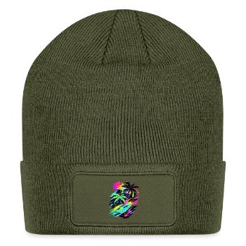 Neon Tropic Sunset Splash - Patch Beanie - olive - Front
