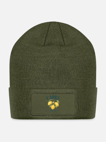 Capri Italy Lemon Tree La Dolce Vita Sunshine Club - Patch Beanie - olive