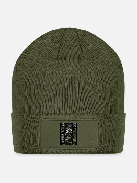 No Escape Skull Neon Trail - Patch Beanie - olive