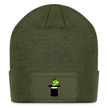 Caterpillar top hat magician wizard magic trick - Patch Beanie - olive - Front
