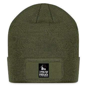 Pricks in the world funny sewing quilting needle - Patch Beanie - olive - Front