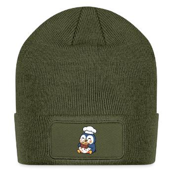 Penguin chef cooking lasagna Italian food meal - Patch Beanie - olive - Front