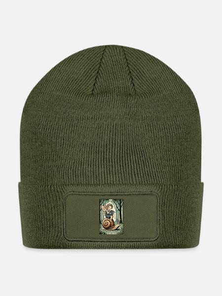 The Knitter Fairy on Snail - Patch Beanie - olive