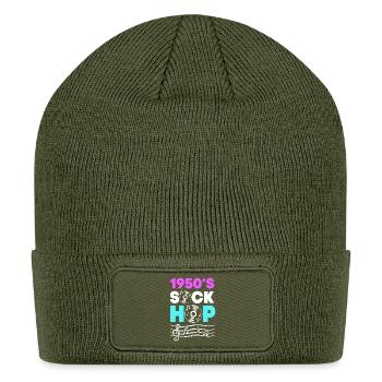Retro Sock Hop Dancer - Patch Beanie - olive - Front