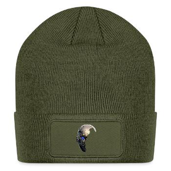Cybernetic Mask with Blue Core - Patch Beanie - olive - Front