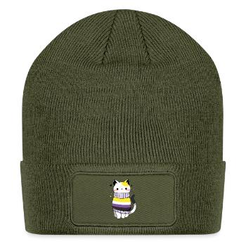 Non-binary Cat CSD Queer Pride Month LGBT Queer - Patch Beanie - olive - Front