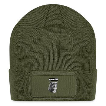 Owl Glitch Noir - Patch Beanie - olive - Front