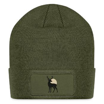 Moonlit Stag – Silent Elegance in the Wild - Patch Beanie - olive - Front
