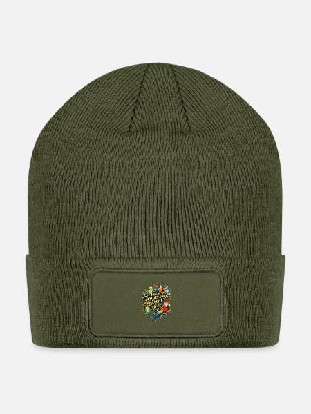 Wings Sing Soul Free Parrots - Patch Beanie - olive