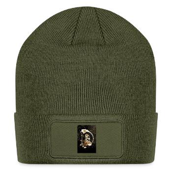 Luxury Gold & Black Floral Letter D - Elegant Mono - Patch Beanie - olive - Front