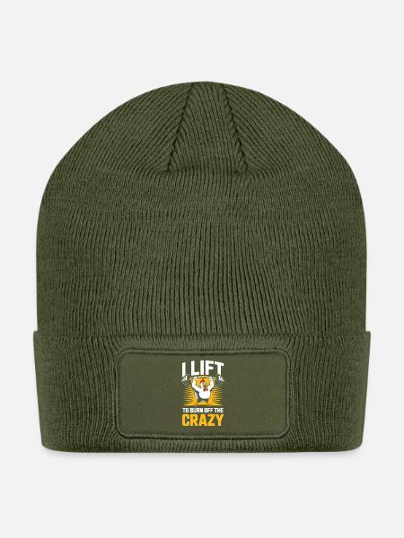 Crazy Chicken Weightlifting - Patch Beanie - olive