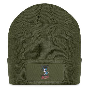 Dogs Make Life Better Cartoon Pup - Patch Beanie - olive - Front
