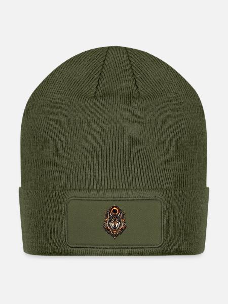 Celestial Wolf Eclipse - Patch Beanie - olive