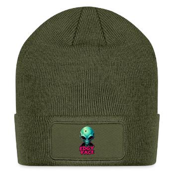 Edgy Face Martian - Patch Beanie - olive - Front