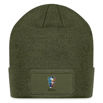 Code and Color Portrait: AI Meets Art - Patch Beanie - olive - Front