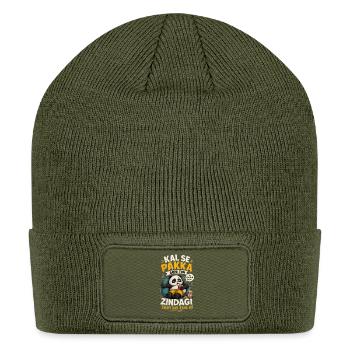 “Kal Se Pakka Zindagi Enjoy Kar Raha Hu” Funny Pan - Patch Beanie - olive - Front