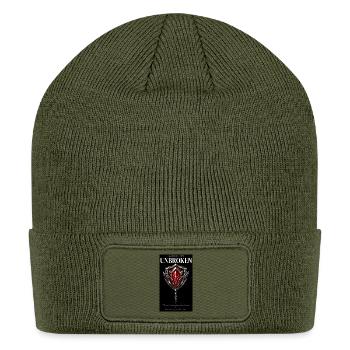 Unbroken Cyberpunk Chrome Aegis Shield Graphic Tee - Patch Beanie - olive - Front