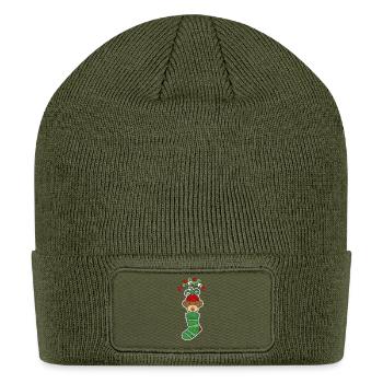 Tropical Sock Monkey Patch - Patch Beanie - olive - Front