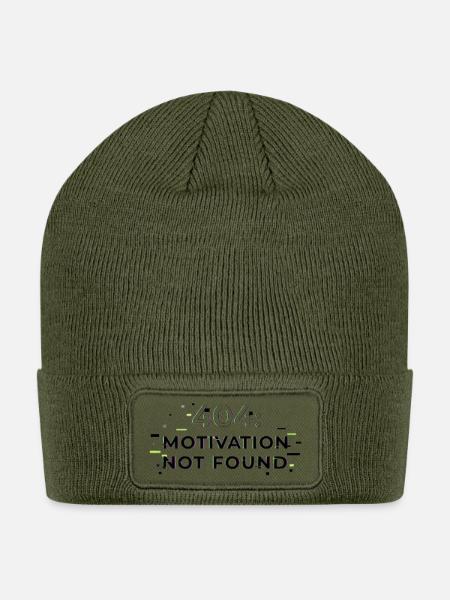 404 Motivation Not Found - Patch Beanie - olive