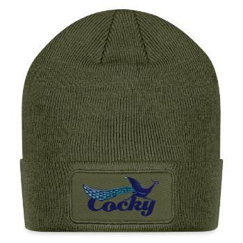 Peacock Winged Script Cocky - Patch Beanie - olive - Front