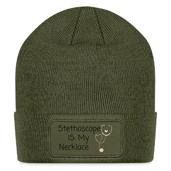 Stethoscope Is My Necklace - Patch Beanie - olive - Front