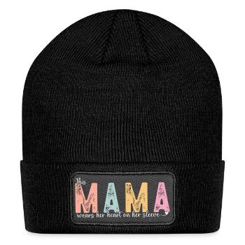 This Mama Wears Her Heart on Her Sleeve - Patch Beanie - black - Front